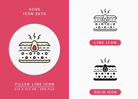 Acne Icons Set: A Versatile Design Resource for Health and Beauty Projects