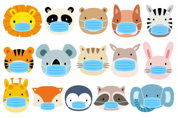 Cute Animals Wearing Face Masks: A Versatile Design Resource