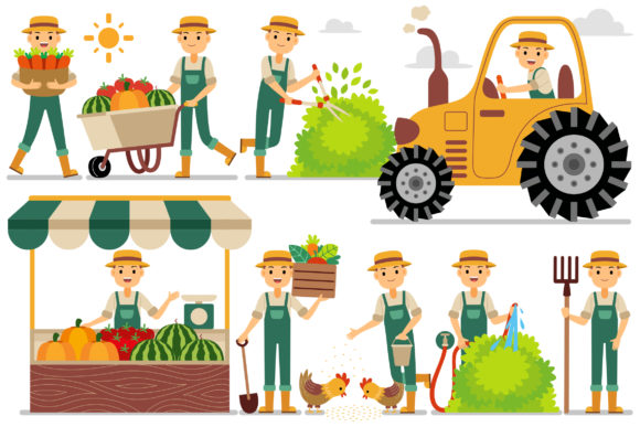 Farm Fresh Design: The Farmer Profession Characters Set