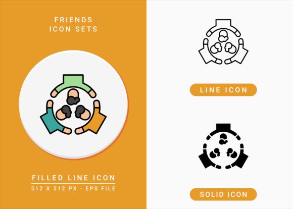 Friends Icons Set: Elevating Visual Design with Versatile Illustrations