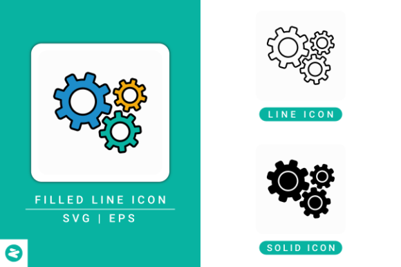 Gear Icons Set for Designers and Creators