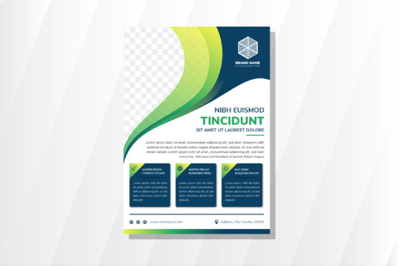 Green Blue Vertical Flyer Wave: A Modern Design Template for Creative and Professional Use