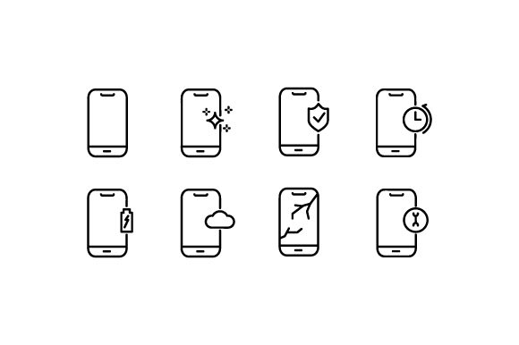 Set of Smartphone Line Thin Icon: A Versatile Asset for Digital Projects